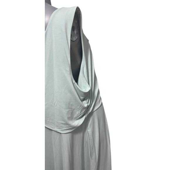 Lands' End Women's Dress Cupro Fit and Flare Sleeveless 3X Light Teal Green - Picture 7 of 10